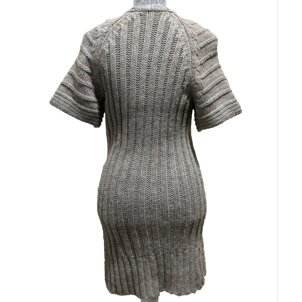 Banana Republic Alpaca Mix Cable Knit Sweater Dress Womens S V Neck Short Sleeve